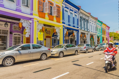 Colourful shophouses in George Town Malaysia