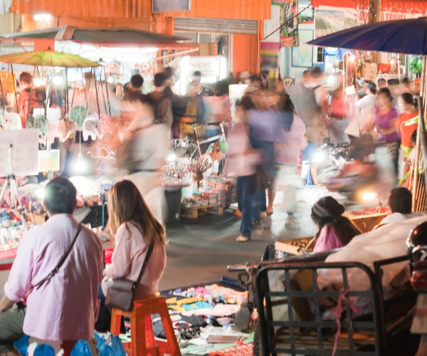 Busy night market Bangkok
