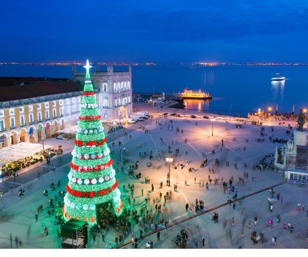 Portugal in Winter Christmas lights in Lisbon